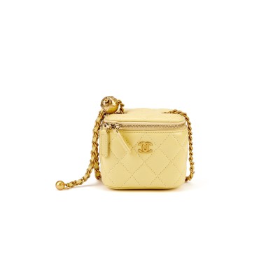 CHANEL MINI PEARL CRUSH VANITY CASE WITH CHAIN YELLOW 110267 (11*8.5*7cm)